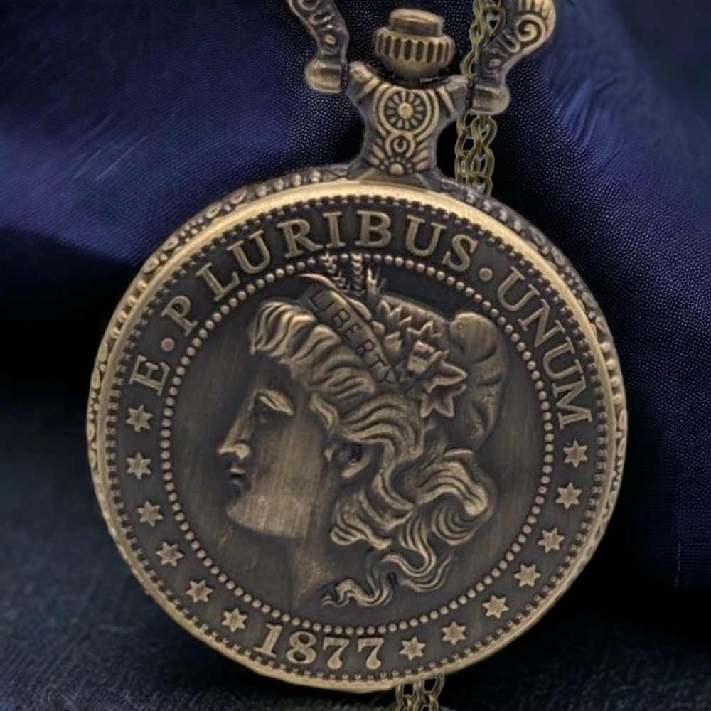 Morgan Silver Dollar Pocket Watch NEW Gift Coin Collector In God We Trust